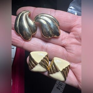 Monet Gold and Cream Statement Earrings